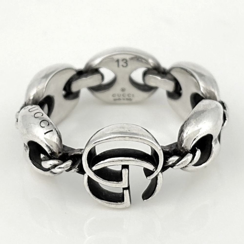 Gucci Marina Chain Ring With Double G Design, Sterling Silver 925, Silver, Wo... View 2